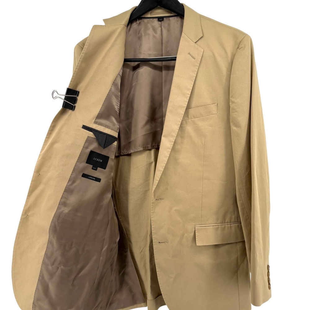 J.Crew Ludlow Blazer 42L Khaki Tan Larusmiani Italian Cotton Sport Coat Mens